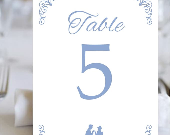 Cinderella Table Numbers Sweet 16 Birthday Table Cards