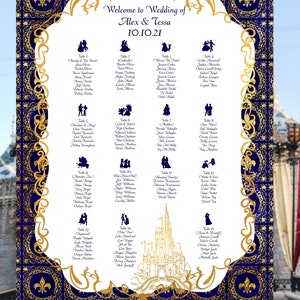 Princess Wedding Seating Table Sign Cinderella Seating Chart image 1