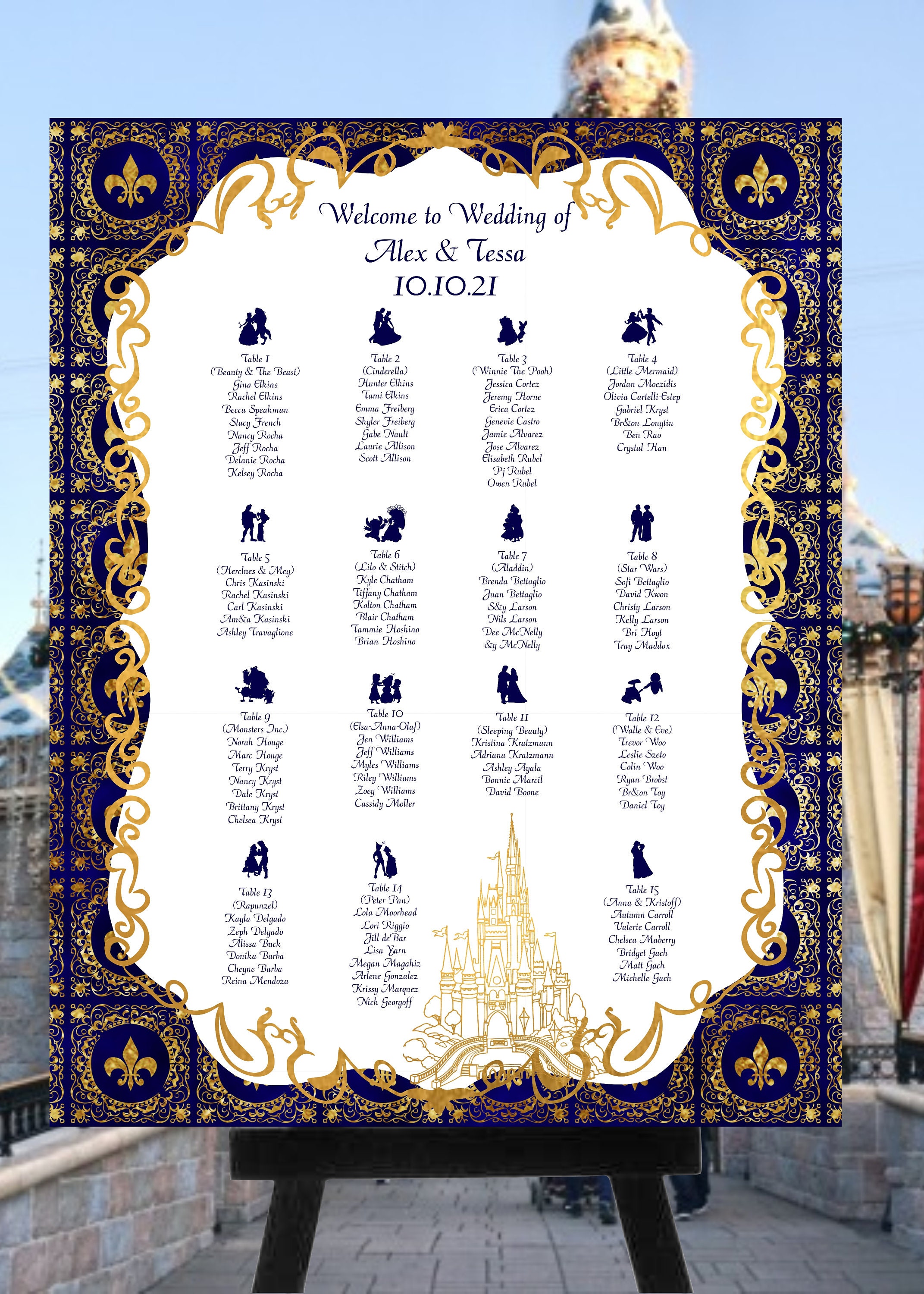 Princess Wedding Seating Table Sign Cinderella Seating Chart 