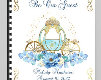 Cinderella Blue Carriage Wedding Planner Floral Wedding Planner Customized Wedding Planning Book 9.5x11 inches #weddingplanner  WP922-3