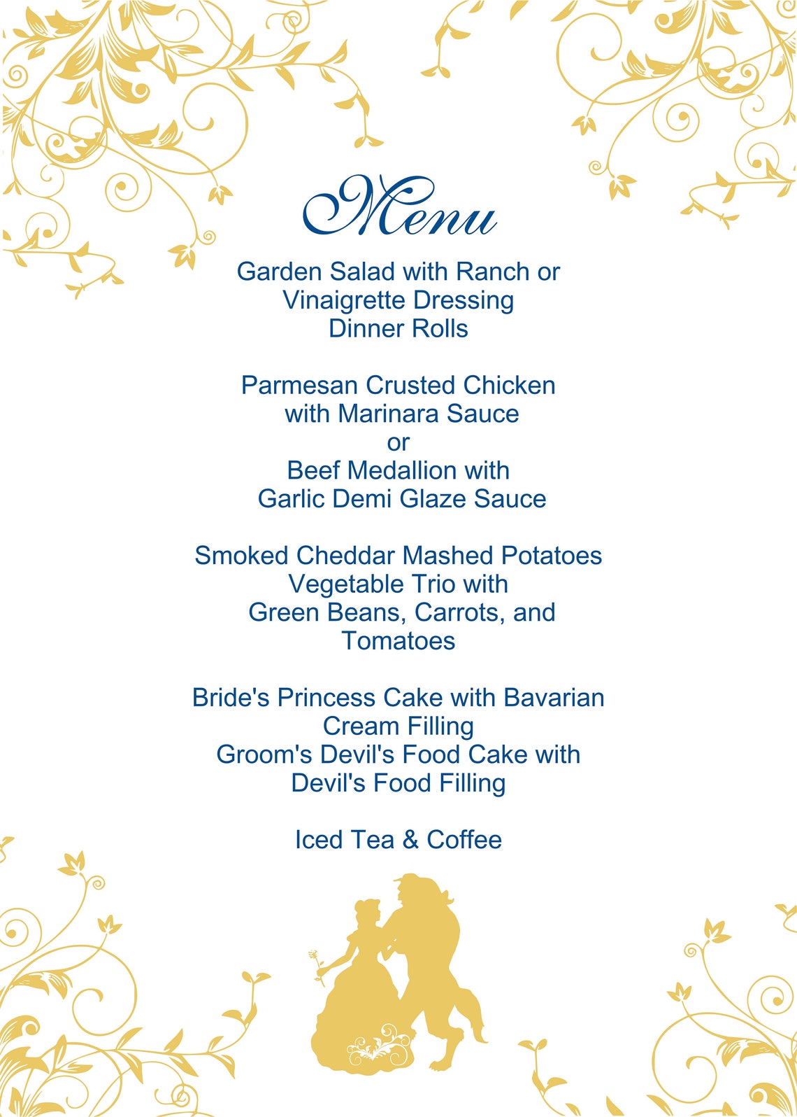 Beauty and the Beast Table Menu Wedding Menu Guest Menu Etsy