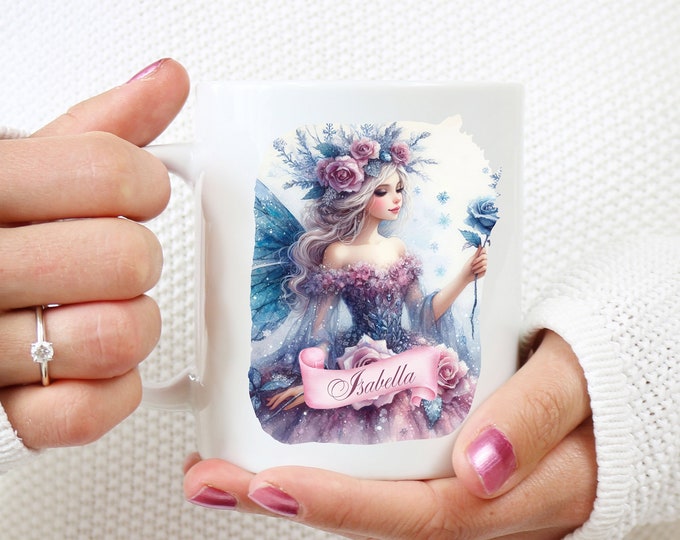 Personalized Coffee Mug Enchanted Forest Blue Fairy Coffee Cup Bridesmaid Gift Gift for Mom lovebirdslane M0127