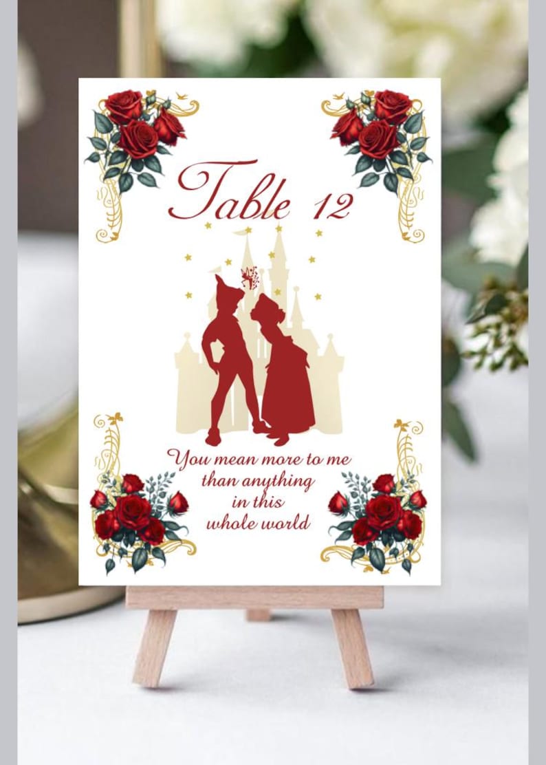 Red Roses Table Numbers Red Rose Storybook Quotable Table Numbers Select Your Quotable Cards ...
