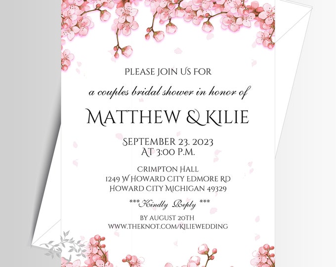 Apple Blossom Save The Date | Wedding Invitation | Calligraphy Wedding Invitation | Lovebirdslane #I-0704