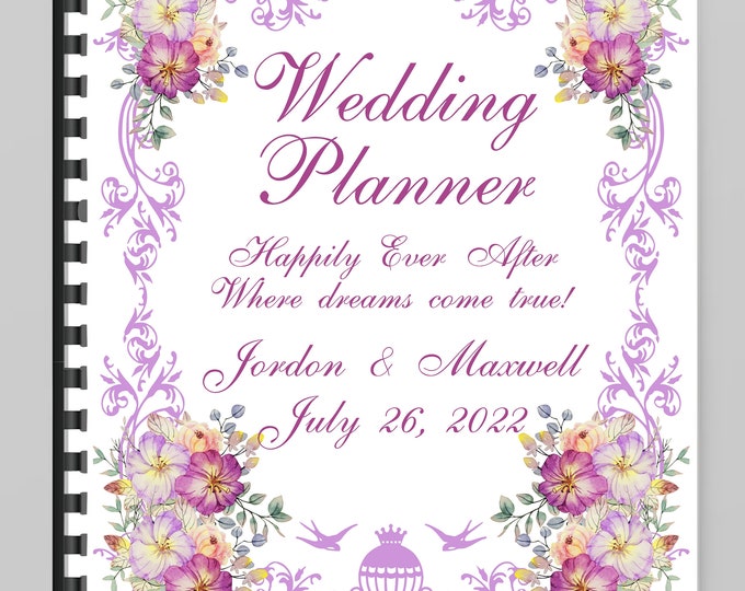 Cinderella Happily Ever After Wedding Planner Floral Wedding Planner Customized Wedding Planning Book 6 x 9 inches #weddingplanner  WP529-1