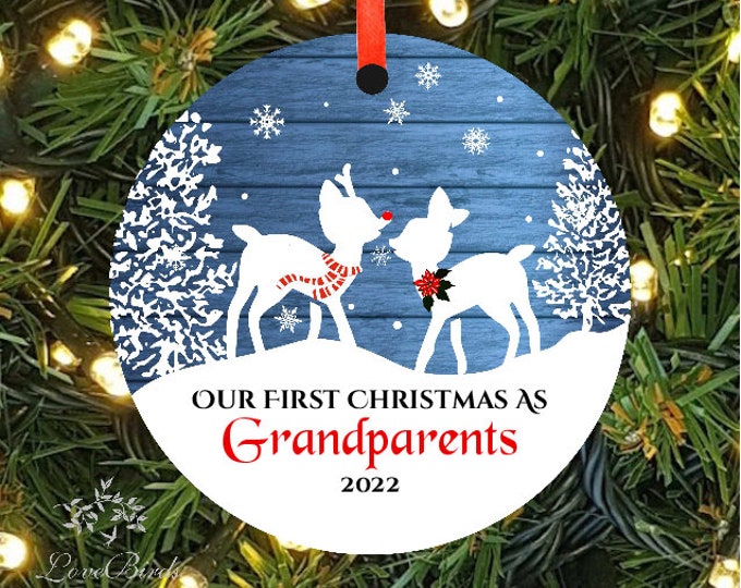 First Christmas As Grandparents Ornament - Deer - Personalized  Grandparent Holiday Ornament - Keepsake Ornament - Lovebirdslane #1124-3