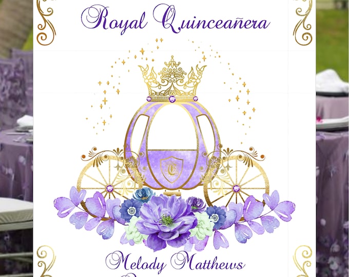 Digital Personalized Royal Wedding Carriage Lavender Floral Welcome Sign lovebirdslane #WS830.20