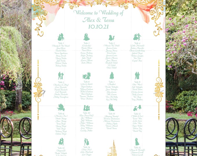 Princess Wedding Seating Sign | Wedding Seating Chart Sign | Wedding Seating Chart Poster  | lovebirdslane #SC-03P