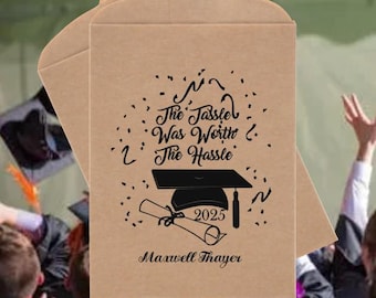 Personalized Graduation Hat The Hassle Was Worth It Favors Graduation Favor Bags Donut Cookie Popcorn Gift Bags Class of 2025 #FB624-0