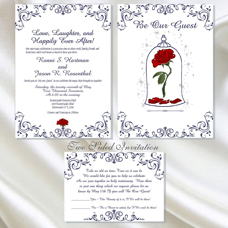 Printable Enchanted Rose Beauty and the Beast Wedding Etsy