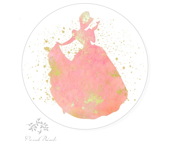 Pink & Gold Cinderella Kiss® Candy Sticker | Candy Table Decor | Wedding Candy Labels Envelope Seal