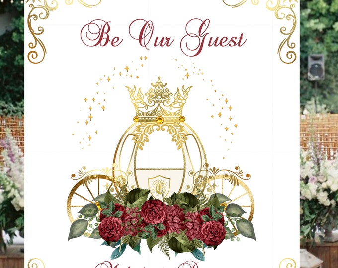 Enchanted Rose Beauty And The Beast Rose Be Our Guest Wedding Welcome Sign Guest Book Alternative | Unique Wedding Guestbook #WS64P