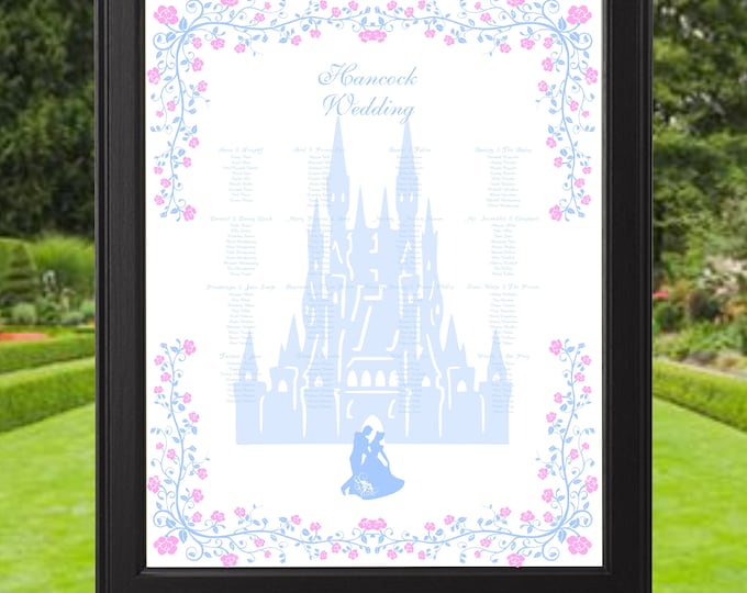 Digital Cinderella Wedding Seating Table Sign - Rustic Wedding Sign - Wedding Sign - Ready to Hang - lovebirdslane