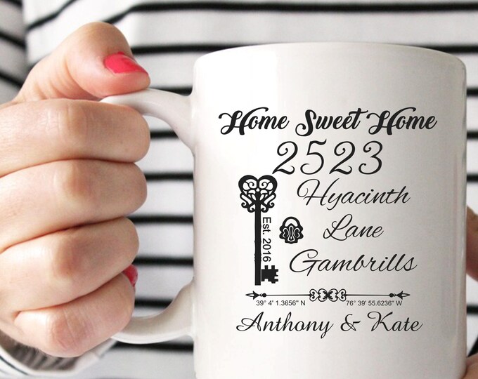 Home Sweet Home Keepsake Coffee Mug | Address Coordinates Mug | Coffee Mug | Coffee Cup | LoveBirdsLane