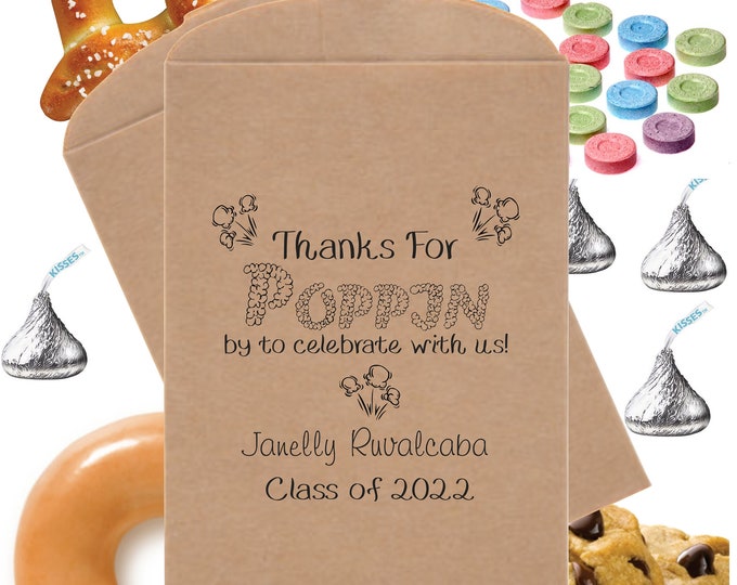 Personalized Graduation Favors Candy Buffet Bags Favor Bags Donut Cookie Popcorn Gift Bags