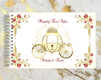 Handmade Wedding Guest Book Enchanted Rose Carriage Autograph Guestbook Memory Journal or Quince Guest Book lovebirdslane