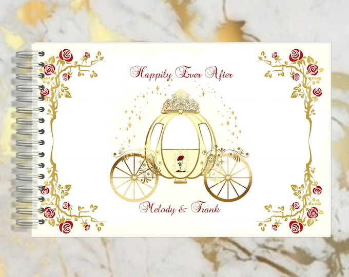 Handmade Enchanted Rose Carriage Autograph Guestbook Memory Journal or Wedding Guest Book lovebirdslane