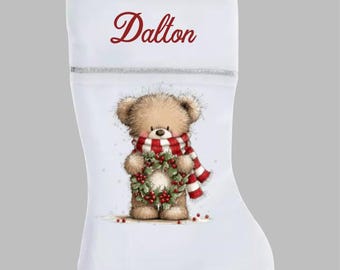 Personalized Whimsical Teddy Bear Christmas Stocking