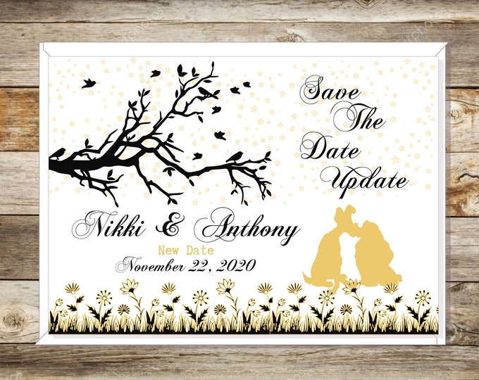 Lady And The Tramp Save The Date Card | Princess Wedding Invitation | Calligraphy Wedding Invitation #WI-0810-22