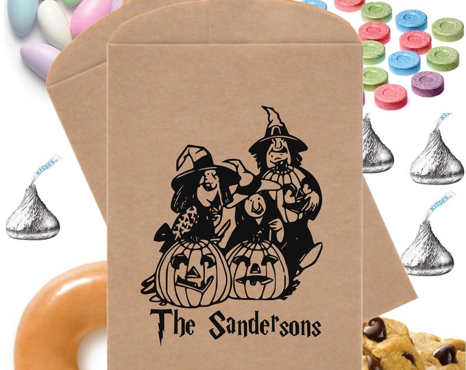 SAVE 30% OFF 24 Three Withces Favor Bags Halloween Favor Bags Treat Bags Candy Bag Wizard Theme Party Favors Table Party Favor