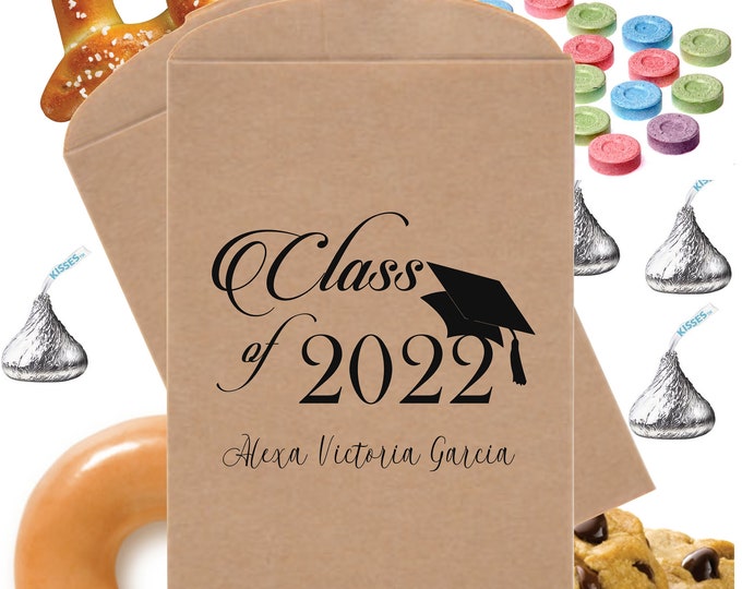 Personalized Graduation Favors Graduation Favor Bags Donut Cookie Popcorn Gift Bags #graduationfavors #FB514