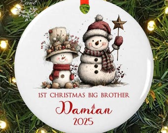 Personalized Whimsical Snowman First Christmas Big Brother