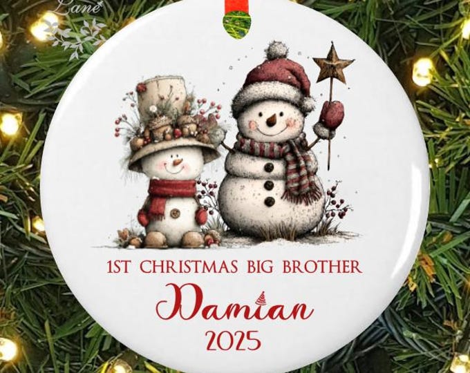 Personalized Whimsical Snowman First Christmas Big Brother