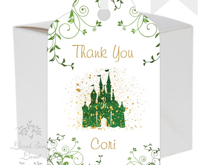 Watercolor Castle Gift Tags | Enchanted Rose Thank You Cards | Personalized Thank You Card | lovebirdslane #T501-3