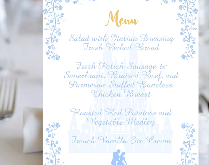 Cinderella Waltz Wedding Menu | Calligraphy Wedding Menu