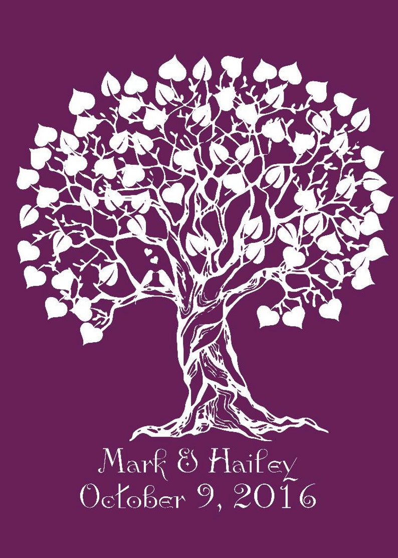 Modern Keepsake Signature Heart Wedding Tree Guestbook Alternative Rustic Wedding Sign Ready to Hang -lovebirdslane