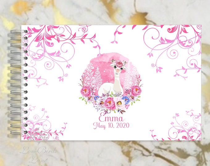 Personalized Baby Lama Journal Autograph Guest Book Memory Journal or Baby Shower Guest Book #fairytaleBabyShower #guestbook #GB-010