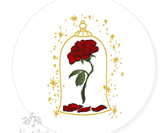 Enchanted Rose Be Our Guest Thank You Sticker