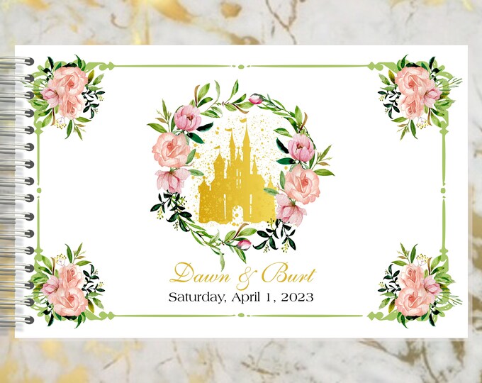 Handmade Cinderella Castle Blush Rose 2 Autograph Guestbook | Memory Journal or Wedding Guest Book | #B-7 lovebirdslane