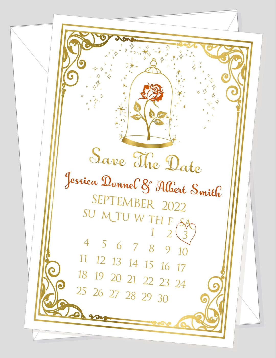 Enchanted Rose Beauty and the Beast Wedding Save the Date Wedding