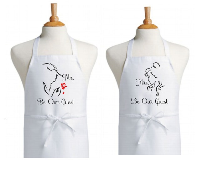 His & Her Beauty and The Beast Aprons | Bridal Couple Gifts - lovebirdslane