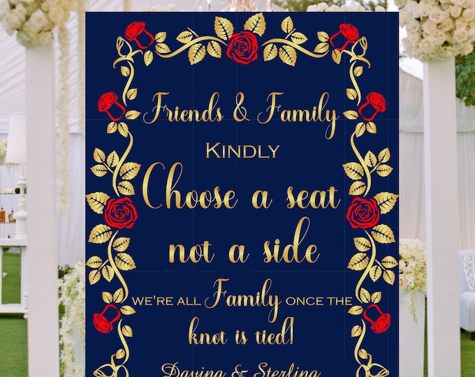 Digital Personalized Choose A Seat Sign Beauty And The Beast Wedding Welcome Sign lovebirdslane