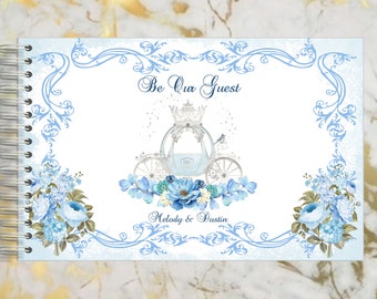 Personalized Handmade Wedding Guest Book Princess Carriage Autograph Guest Book | Memory Journal or Quince Guestbook #GB-924 #guestbook