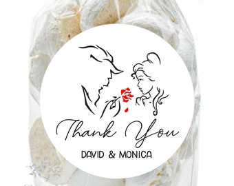 Monogram Beauty And The Beast Candy Sticker | Candy Table Decor | Wedding Candy Labels