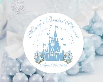 Cinderella Blue Castle Castle favor label | Bridesmaid Gift Box Invite Label | Wedding Invitation Label