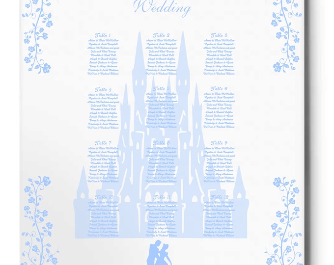 Cinderella Carriage Wedding Seating Table Sign - Cinderella Seating Chart - Wedding Welcome Sign  - lovebirdslane