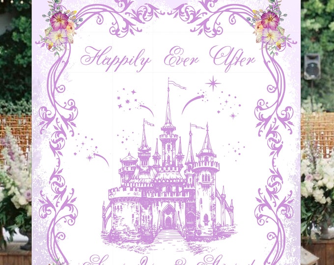 Digital Personalized Cinderella Castle Wedding Welcome Sign Alternate Guest Book Room Decor Keepsake lovebirdslane