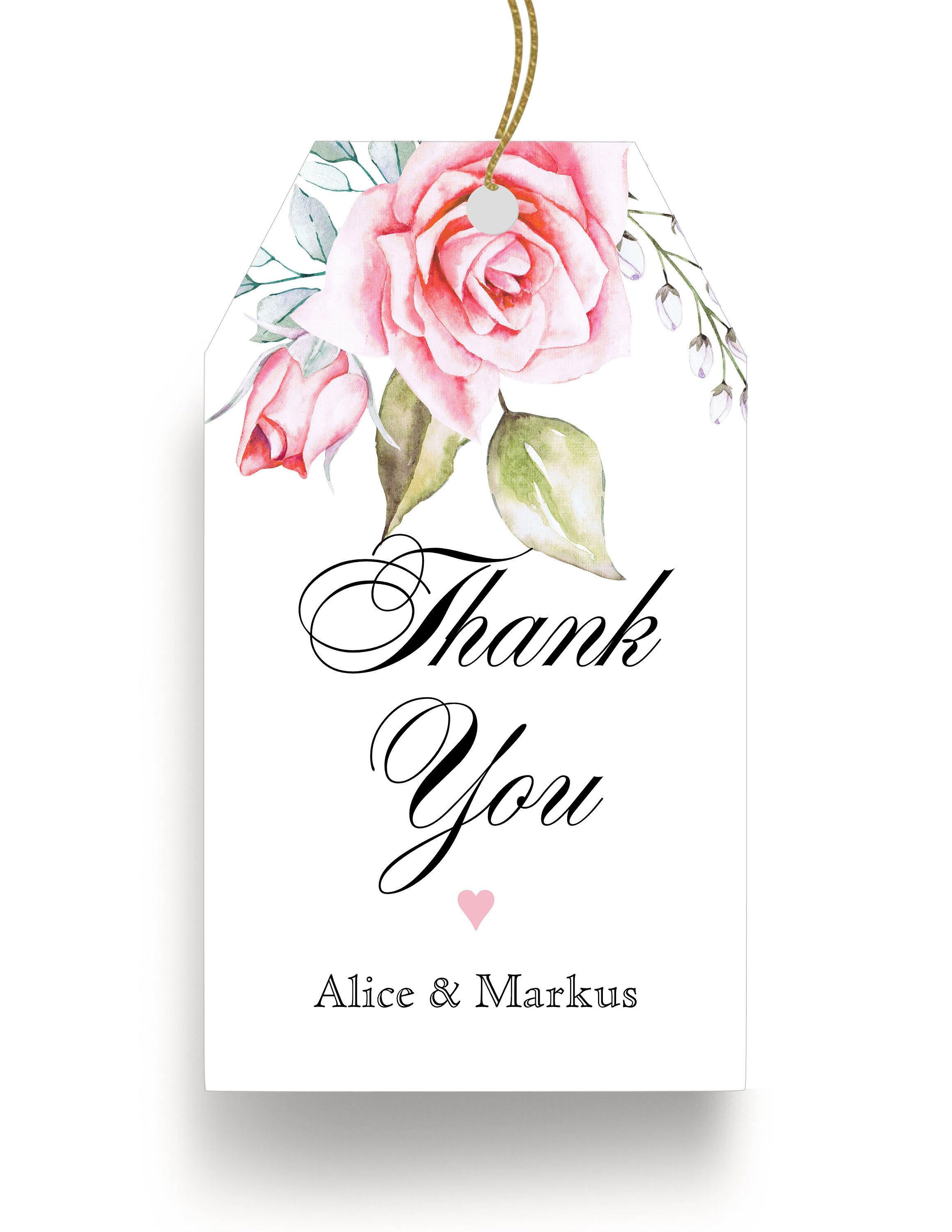 Personalized Gift Tags  Blush Pink Rose Thank You Gift Tags