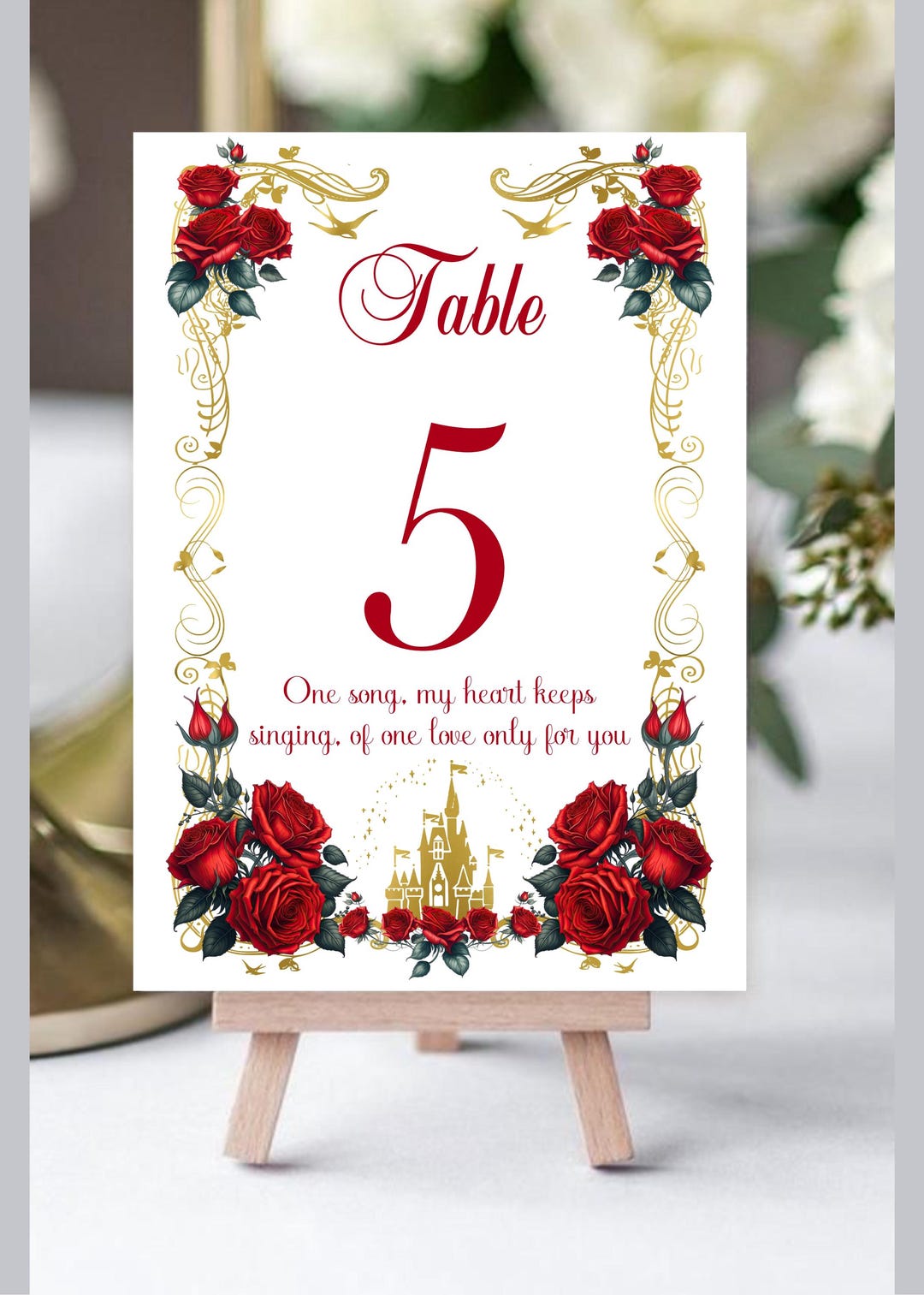 Red Roses Table Numbers Red Rose Love Quotes Table Numbers | Table Seating Cards | Item TN-0510 ...