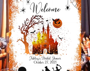 Halloween Fairy Tale Disney Castle Welcome Wedding Sign | Bridal Shower Welcome Sign