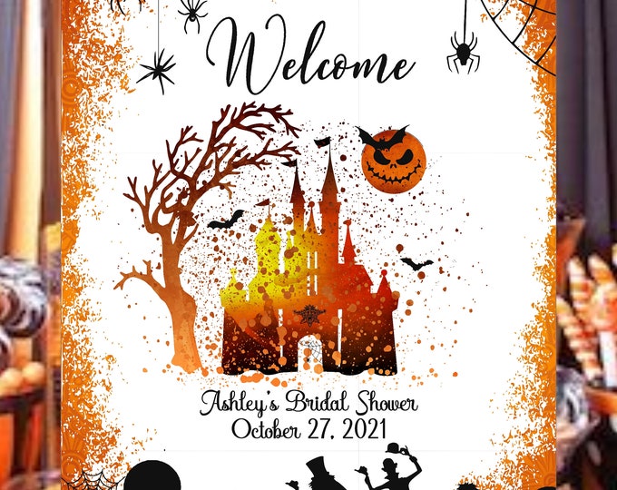 Halloween Fairy Tale Disney Castle Welcome Wedding Sign | Bridal Shower Welcome Sign