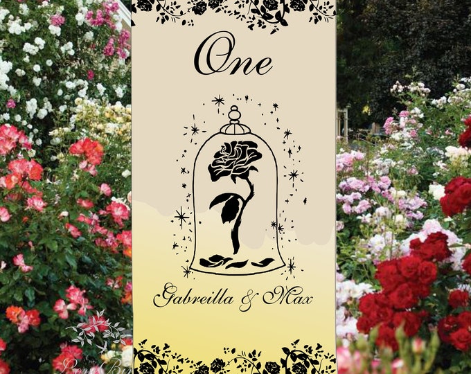 Personalized Wedding Luminaries Table Numbers Lantern Centerpiece Decorations Enchanted Rose Beauty and The Beast Fairy Tale Luminaries