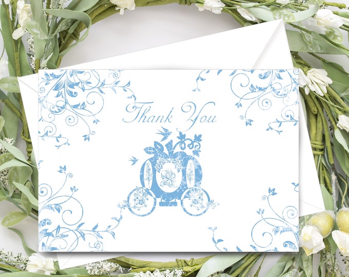 Gift Carts Thank You Cards Wedding Cards | Cinderella Blue Castle Thank You Cards | Enchanted Carriage Thank You Note Cards | Item #C1017-12