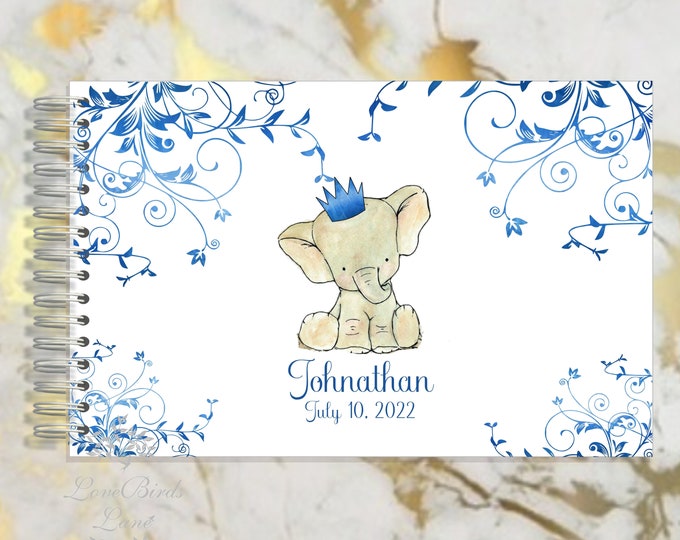 Personalized Baby Elephant Journal Autograph Guest Book Memory Journal or Baby Shower Guest Book #fairytaleBabyShower #guestbook #GB-008