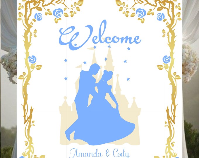 Digital Personalized Cinderella Welcome Sign lovebirdslane