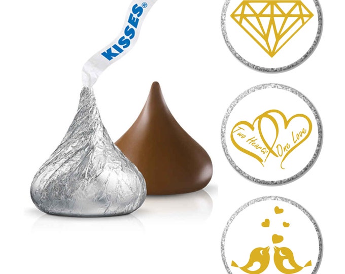 Diamonds Hearts and Lovebirds Hershey Kiss® Candy Sticker | Candy Table Decor | Wedding Candy Labels